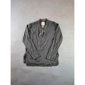 Hannoh‎ Wessel Blouse Womens 38 Gray Silk Tunic Raw Hem Lagenlook Minimalist